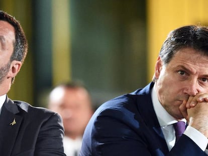 El ministro del Interior y líder de la Liga, Matteo Salvini, y el primer ministro, Giuseppe Conte.