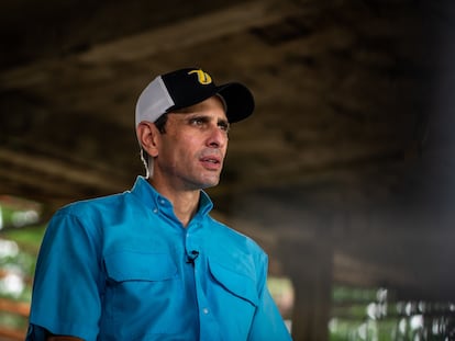 Henrique Capriles en un mitin político en Miranda, Venezuela, el 8 de junio de 2021.