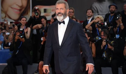 Mel Gibson, durante la presentaci&oacute;n de la cinta Hackwas Ridge, en el festival de cine de Venecia.