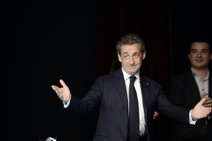 Sarkozy, a su llegada a un mitin el 6 de octubre, a las afueras de París.