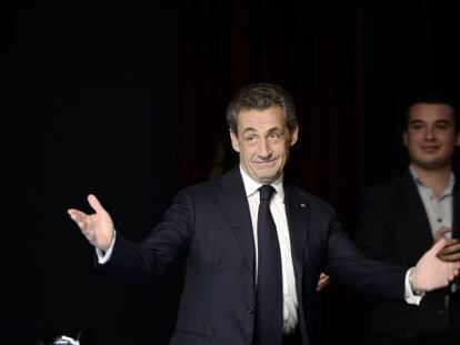 Sarkozy, a su llegada a un mitin el 6 de octubre, a las afueras de París.