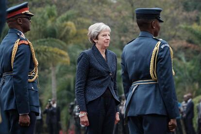 Theresa May, durante su visita oficial a Nairobi (Kenia), el pasado jueves.