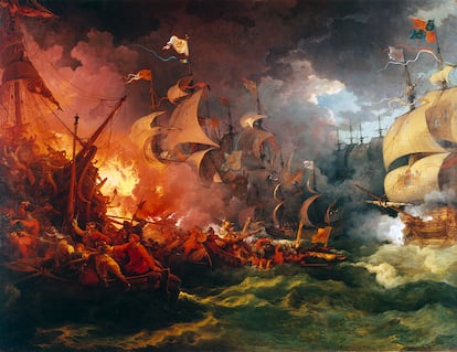 'Derrota de la Armada Invencible', pintura de Philippe-Jacques de Loutherbourg (1796).