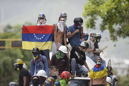 Opposition protesters in Caracas.