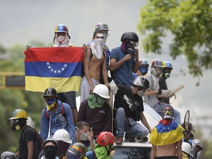 Opposition protesters in Caracas.