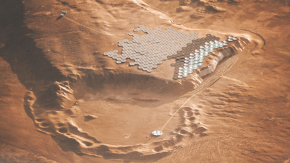 "La energía que utiliza la ciudad es fundamentalmente solar, aunque como suele haber fuertes tormentas de arena en Marte que pueden cubrir el planeta entero, quizás haya que complementar con una central nuclear”, explican los diseñadores del proyecto. |