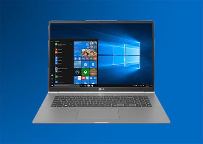El nuevo portátil de LG de 17 pulgadas vuelve a destacar como el más ligero de su categoría. Cuenta con lector de huellas, pantalla con resolución de 2560x1600 píxeles, procesador Intel Core i7 de octava generación y 16GB de RAM, junto a 512GB de almacenamiento interno. Pesa menos de 1,4 kilos.