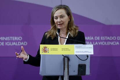 La delegada del Gobierno en Madrid contra la Violencia de Género, Victoria Rosell, realiza una comparecencia institucional este lunes en la sede del Ministerio de Igualdad en Madrid.