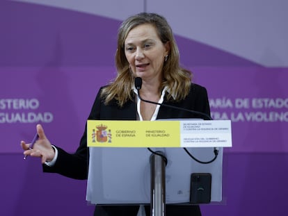 La delegada del Gobierno en Madrid contra la Violencia de Género, Victoria Rosell, realiza una comparecencia institucional este lunes en la sede del Ministerio de Igualdad en Madrid.