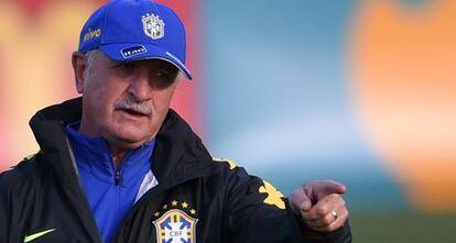 Luis Felipe Scolari durante un entrenamiento en Brasil