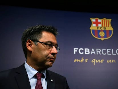 Josep Maria Bartomeu, en la rueda de prensa del lunes 29 de mayo.