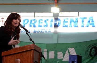 Cristina Fernández de Kirchner en un acto en Río Gallegos.