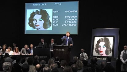 Un momento de una subasta de la casa Christie´s.