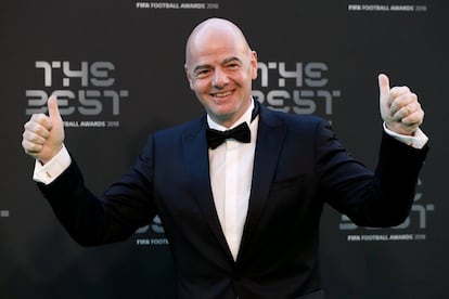 El presidente de la FIFA Gianni Infantino, antes del comienzo de la gala.