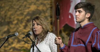 La presidenta de la Junta de Andalucía, Susana Díaz, durante los VIII Premios Fernando de Magallanes y Juan Sebastián Elcano.