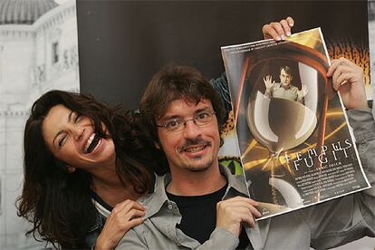 Neus Asensi y Enric Folch, ayer, en Bilbao en la presentación de la película <i>Tempus fugit.</i>