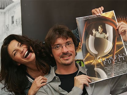 Neus Asensi y Enric Folch, ayer, en Bilbao en la presentación de la película <i>Tempus fugit.</i>