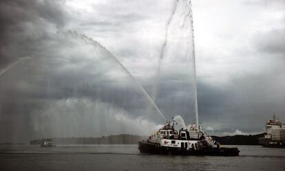 El canal de Panam&aacute; durante la celebraci&oacute;n de su centenario, el 26 de septiembre.