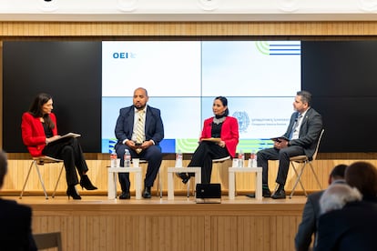 De izquierda a derecha: Tamara Daz, directora general de Educacin y FP de la OEI; Daniel Esponda, ministro de Educacin de Honduras; Guiselle Alpzar Elizondo, viceministra de Educacin de Costa Rica, y Edgar Eliseo Alvarenga Funes, viceministro de Educacin de El Salvador.?