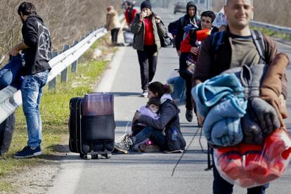 Frontera de Grecia con Macedonia.