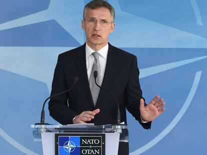 Jens Stoltenberg, en la conferencia de prensa posterior a la reuni&oacute;n del Consejo OTAN-Rusia.