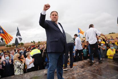 Oriol Junqueras, leader of the Catalan Republican Left (ERC), after being released on Wednesday.