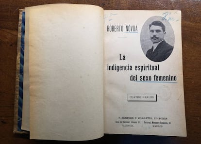 Un ejemplar de 'La indigencia espiritual del sexo femenino' conservado en la Biblioteca Nacional de Madrid.