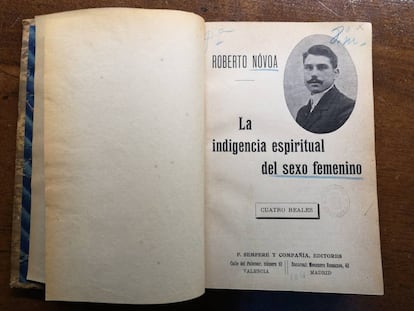 Un ejemplar de 'La indigencia espiritual del sexo femenino' conservado en la Biblioteca Nacional de Madrid.