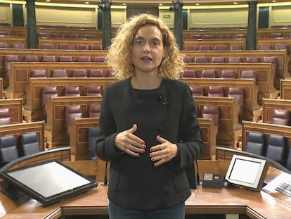 La presidenta del Congreso, Meritxell Batet, este lunes 8 de marzo, día internacional de la mujer.