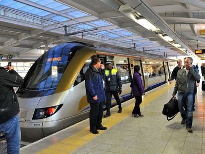 El Gautrain, en la estación de Sandton, un barrio de Johanesburgo.