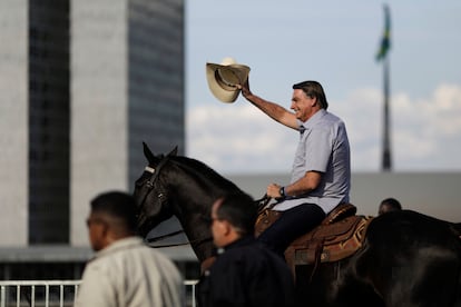 O presidente Jair Bolsonaro no dia 15, durante manifestação em Brasília.