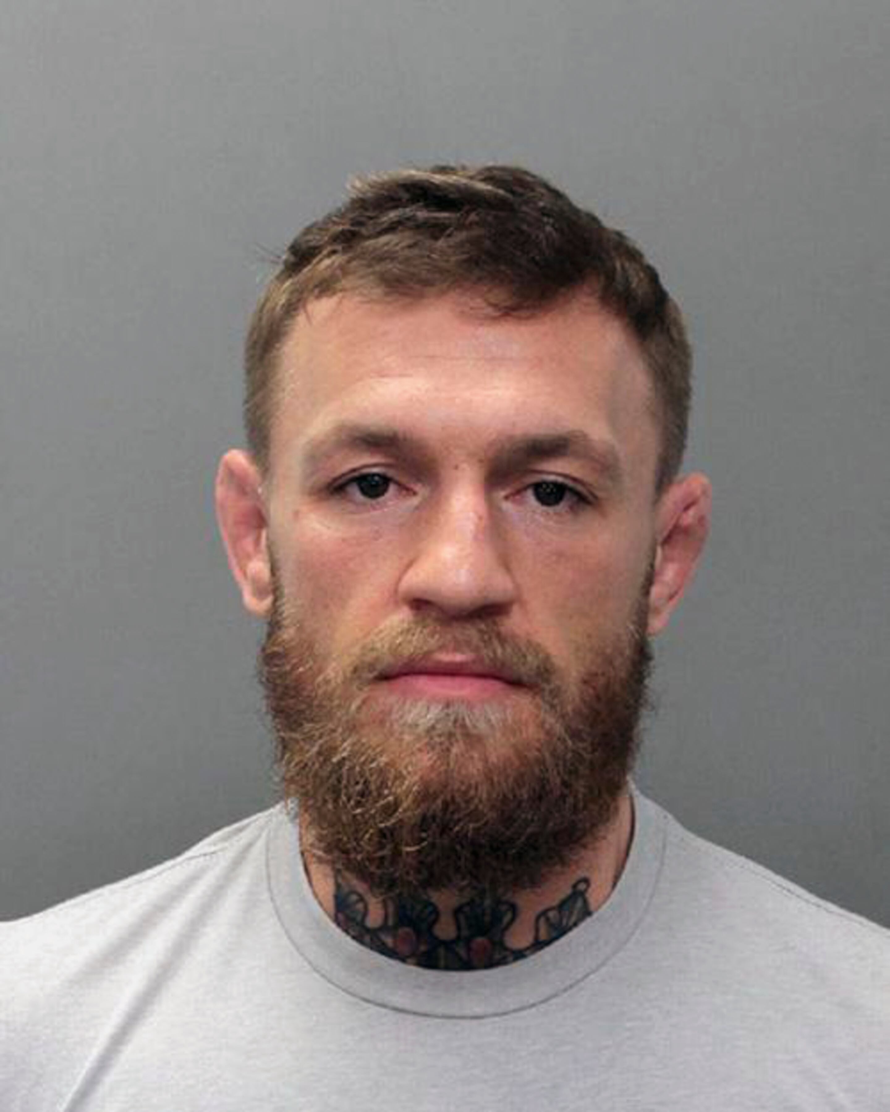 Una foto policial de Conor McGregor tras una detención en 2019 en Miami.