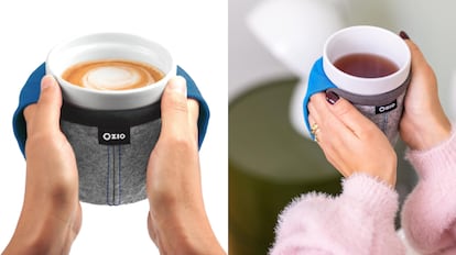 Esta funda para taza calienta las manos en un santiamén mientras tomamos el té o el café preferidos.