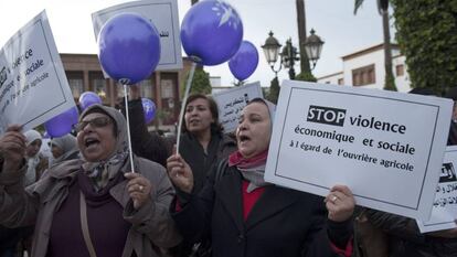 Manifestaci&oacute;n contra la violencia de g&eacute;nero el pasado d&iacute;a 25 en Rabat.