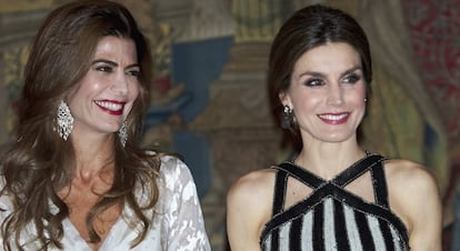 Juliana Awada y la reina Letizia, el pasado d&iacute;a 23 en el Palacio Real.