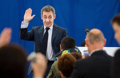 Nicolas Sarkozy en una conferencia de su partido en Santes, al norte de Francia, el 3 de julio. 