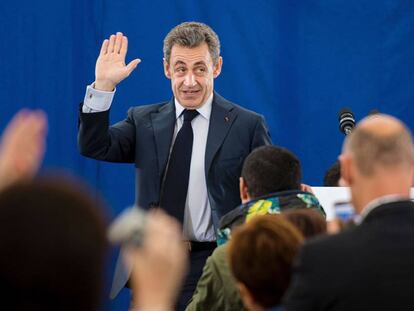 Nicolas Sarkozy en una conferencia de su partido en Santes, al norte de Francia, el 3 de julio. 
