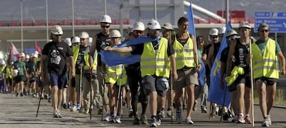 Mineros asturianos entrando en la Comunidad de Madrid