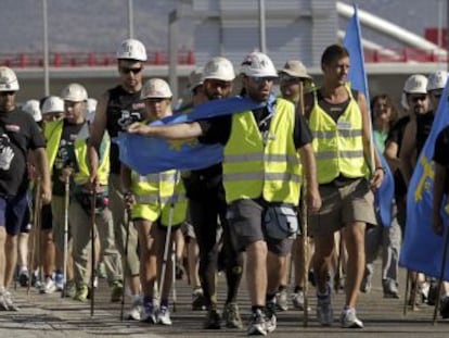 Mineros asturianos entrando en la Comunidad de Madrid