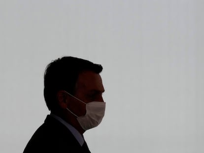 O presidente Jair Bolsonaro, durante cerimônia no Palácio do Planalto, nesta terça, 27.