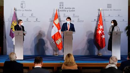 Page, Mañueco y Ayuso, tras la reunión.