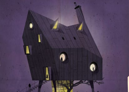 Tim Burton es una casa inclinada en esta ilustración de Federico Babina.