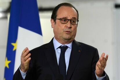 El presidente franc&eacute;s, Francois Hollande, interviene durante una visita a una planta de autom&oacute;viles esta semana en Sable-sur-Sarthe, al noroeste de Francia. 