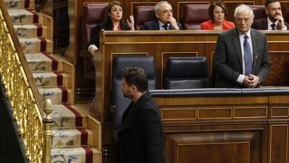 Gabriel Rufián fue expulsado del pleno del Congreso tras ser llamado al orden por tres veces.