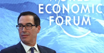 El secretario del Tesoro de Estados Unidos, Steven Mnuchin, este miércoles en el Foro Económico Mundial de Davos.