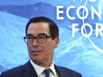 El secretario del Tesoro de Estados Unidos, Steven Mnuchin, este miércoles en el Foro Económico Mundial de Davos.