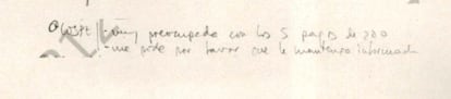 La anotación de Villarejo en su agenda, el 6 de noviembre de 2013: "Cospe: me pide por favor que la mantenga informada".