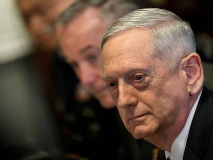 El secretario de Defensa, Jim Mattis, este jueves en la sede del Pent&aacute;gono.