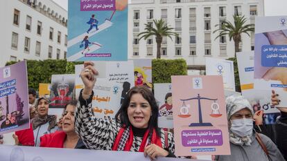 Manifestación en Rabat por la igualdad de derechos y contra la violencia contra las mujeres, el pasado 8 de marzo.