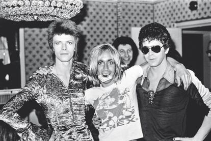 <b>Bowie, Iggy Pop y Lou Reed, en Londres en 1972. Una de las instantáneas más conocidas de Mick Rock. Tenía 23 años, el más joven de los cuatro.</b>